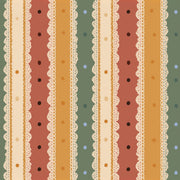 Vertical Stripes Wallpaper Lace Scallop Trim Retro Palette Decorative Mural design