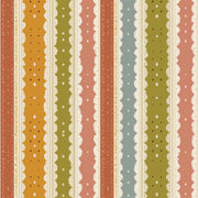 Vertical Stripes Wallpaper Polka Dots Scalloped Lace Border Removable Wall Decor design