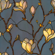 Stained Glass Wallpaper Magnolia Blossoms Removable Amber Gold Petals Wall Double Roll design