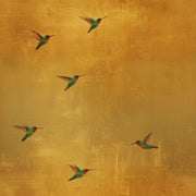 Hummingbirds Wallpaper Metallic Texture Gold Decorative Mural design