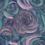 Dark Abstract Wallpaper Swirling Brushstrokes Removable Teal And Lavender Wall Double Roll design