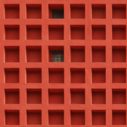 Architectural Facade Wallpaper Geometric Grid Recessed Squares Decorative Mural design