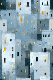 Abstract Cityscape Wallpaper Geometric Buildings Removable Modern Urban Wall Double Roll design