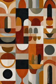 Mid Century Modern Wallpaper Retro Removable Geometric Wall Double Roll design