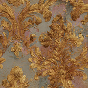 Gold Damask Wallpaper Ornate Scrollwork Removable Acanthus Leaves Wall Double Roll design