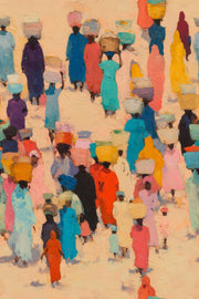 Abstract Pattern Wallpaper Painterly Market Scene Expressionist Removable Wall Decor design