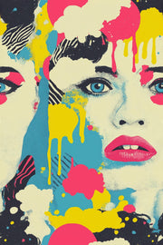 Pop Art Portrait Wallpaper Abstract Face Removable Paint Splatter Wall Double Roll design