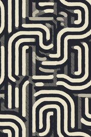 Maze Pattern Wallpaper Rounded Lines Abstract Geometric Removable Wall Decor design