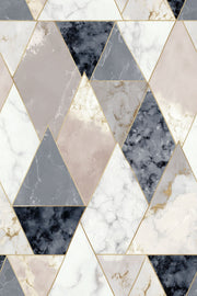 Faceted Triangles Wallpaper Marble Gold Lines Removable Wall Decor design
