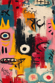 Graffiti Wallpaper Bold Colors Removable Face Motif Wall Double Roll design