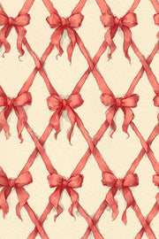 Red Bows Wallpaper Ribbon Lattice Trellis Pattern Removable Wall Decor design