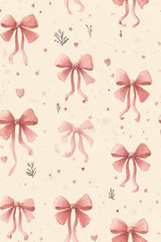 Pink Bows Wallpaper Cream Background Romantic Decorative Mural design