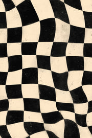 Wavy Checkerboard Wallpaper Black And Ivory Distressed Texture Removable Wall Decor design