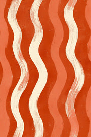 Abstract Wallpaper Wavy Stripes Terracotta Removable Wall Decor design