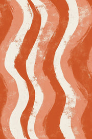 Abstract Wallpaper Wavy Stripes Removable Terracotta Wall Double Roll design