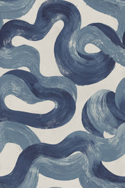 Blue Brushstrokes Wallpaper Navy Abstract Removable Wall Decor design