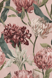 Floral Wallpaper Botanical Pink Background Decorative Mural design