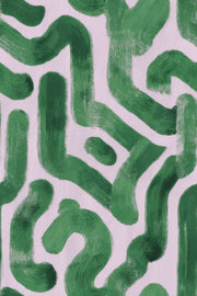 Green Brushstrokes Wallpaper Painterly Organic Shapes Decorative Mural design