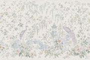 Chinoiserie Wallpaper Peacock Pagoda Removable Wall Decor design