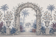 Classical Arch Wallpaper Tropical Garden Elephant Removable Wall Decor design
