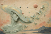 Woman Portrait Wallpaper Surreal Removable Celestial Wall Decor design