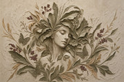 Woman Portrait Wallpaper Botanical Vintage Wall Mural design