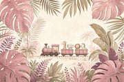 Jungle Train Wallpaper Safari Animals Removable Botanical Wall Decor design