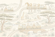 Safari Train Wallpaper Nursery Wallpaper Watercolor Animals Removable Wall Decor design