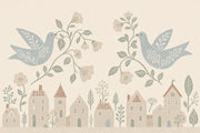 Folk Art Wallpaper Birds Scandinavian Removable Wall Decor design