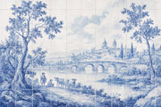 Delft Style Wallpaper Tile Mural Removable Pastoral Landscape Wall Decor design
