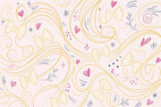 Gold Swirls Wallpaper Hearts Doodle Removable Wall Decor design
