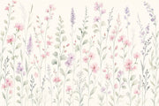 Wildflowers Wallpaper Watercolor Pastel Removable Wall Decor design