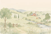 Watercolor Landscape Wallpaper Farmhouse Countryside Removable Rolling Hills Wall Decor design