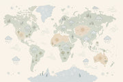 World Map Wallpaper Kids Geography Removable Educational Wall Decor design