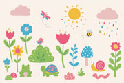 Nursery Wallpaper Children Garden Removable Whimsical Flowers Wall Decor design