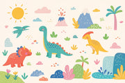 Kids Wallpaper Dinosaurs Tropical Removable Wall Decor design