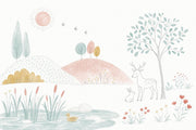 White Background Wallpaper Pastel Watercolor Removable Wall Decor design