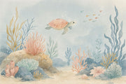 Sea Turtle Wallpaper Underwater Coral Reef Removable Wall Decor design