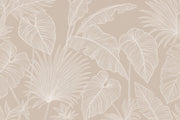Tropical Leaves Wallpaper Botanical Removable Beige Background Wall Decor design