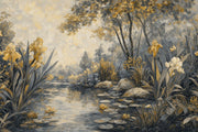 Floral Pond Wallpaper Garden Landscape Impressionist Removable Wall Decor design