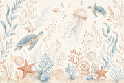 Sea Turtles Wallpaper Underwater Removable Coastal Wall Decor design