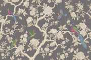 Chinoiserie Wallpaper Dark Gray Removable Exotic Birds Wall Decor design