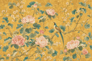 Chinoiserie Wallpaper Peonies Bird Removable Wall Decor design