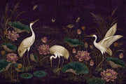 Chinoiserie Wallpaper Cranes Lotus Wall Mural design