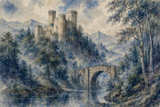 Scenic Landscape Wallpaper Castle River Removable Mountain Wall Decor design