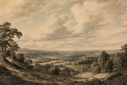 Vintage Landscape Wallpaper Pastoral Countryside Engraved Wall Mural design