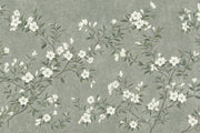 Floral Wallpaper Sage Green White Blossoms Removable Wall Decor design