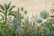 Tropical Botanical Wallpaper Green Foliage Removable Light Beige Background Wall Decor design