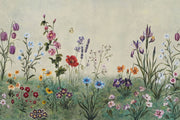 Muted Green Wallpaper Wildflower Botanical Removable Wall Decor design