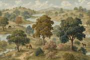 Pastoral Landscape Wallpaper Rolling Hills Removable Horses Wall Decor design